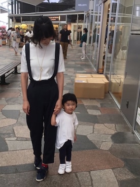 「PAGEBOY（ページボーイ）のアイテム（サロペット/オーバーオール）」を使った、komaさん（キッズ・80cm）の夏コーディネート