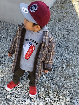 「babyGAP（babyGAP）のアイテム（その他アウター）」を使った、komaさん（キッズ・80cm）の冬コーディネート