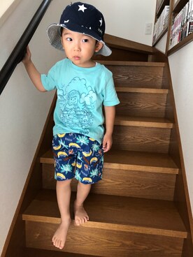 「88TEES（エイティーエイティーズ）のアイテム」を使った、komaさん（キッズ・90cm）の春コーディネート
