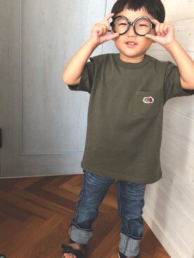 「DOUBLE_B（ダブルビー）のアイテム（パンツ）」を使った、komaさん（キッズ・100cm）の夏コーディネート