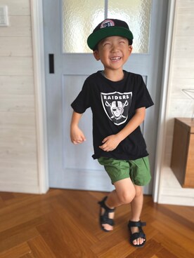 「DC（ディーシー）のアイテム（キャップ）」を使った、komaさん（キッズ・100cm）の夏コーディネート