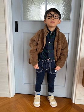 「アイテム（スニーカー）」を使った、komaさん（キッズ・110cm）の秋コーディネート