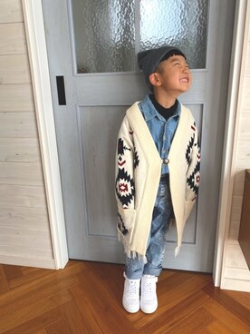 「Birthday（バースデイ）のアイテム（その他アウター）」を使った、komaさん（キッズ・110cm）の冬コーディネート