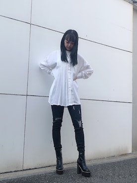 「ENVYM（アンビー）のアシメタックルーズＳＨ（シャツ/ブラウス）」を使った、TSUBASAさん（レディース・154cm）の夏コーディネート