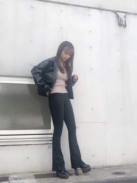 「ニットキャミソール」｜「アイテム（その他アウター）」を使った、TSUBASAさん（レディース・154cm）の秋コーディネート