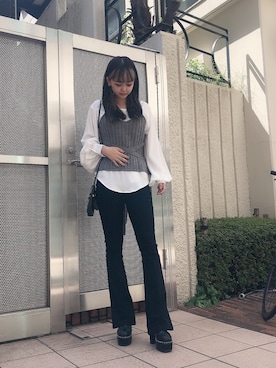 「ENVYM（アンビー）のスウィッチングステッチブーツ（ブーツ）」を使った、TSUBASAさん（レディース・154cm）の秋コーディネート