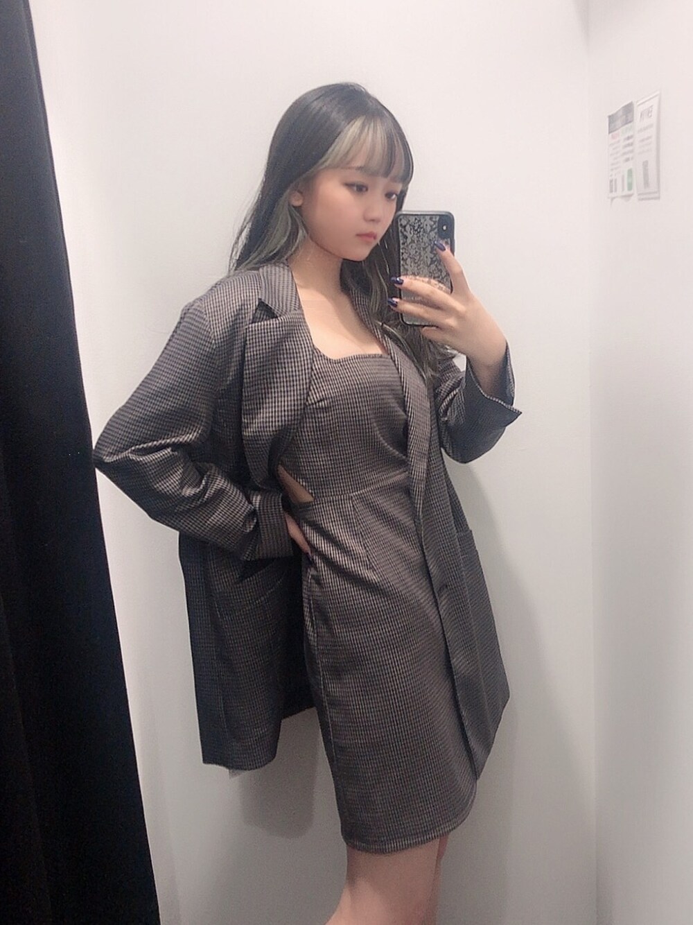 「ENVYM、秋のコーデ、オトナ女子、ブラウンコーデ、韓国ファッション、テーラードジャケット、チェック、セットアップ、キャミワンピ、ワントーンコーデ」｜「ENVYMのダブルクロスロングＪＫ（テーラードジャケット、その他）」を使った、TSUBASAさん（レディース・154cm）の秋コーディネートの1枚目の写真