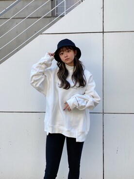 「ENVYM（アンビー）のアイテム（帽子）」を使った、TSUBASAさん（レディース・154cm）の冬コーディネート