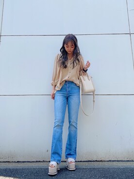 「ENVYM（アンビー）のアイテム（バッグ）」を使った、TSUBASAさん（レディース・154cm）の春コーディネート