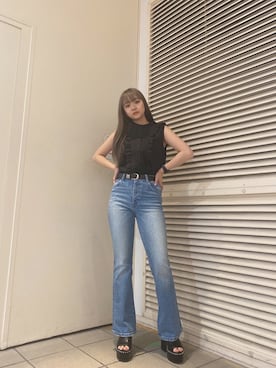 「ENVYM（アンビー）のステッチサンダル（サンダル）」を使った、TSUBASAさん（レディース・154cm）の夏コーディネート