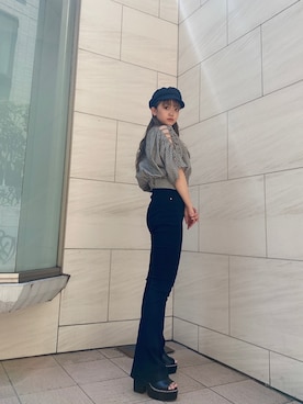 「ENVYM（アンビー）のステッチサンダル（サンダル）」を使った、TSUBASAさん（レディース・154cm）の夏コーディネート