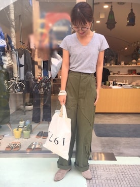 「RED CHOP WORKS（レッドチョップワークス）のアイテム（パンツ）」を使った、ゆいこさん（レディース・158cm）の秋コーディネート