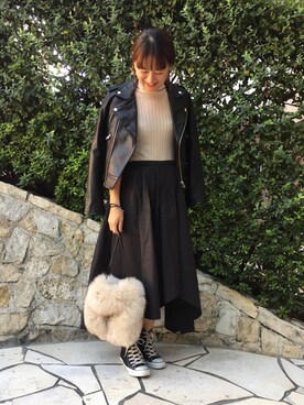 「RED CHOP WORKS（レッドチョップワークス）のアイテム（パンツ）」を使った、ゆいこさん（レディース・158cm）の秋コーディネート