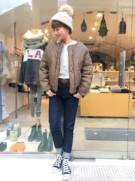 「RED CHOP WORKS（レッドチョップワークス）のアイテム（ジャケット/アウター）」を使った、ゆいこさん（レディース・158cm）の冬コーディネート