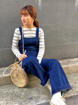「ROLLA'S（ローラス）のアイテム（オールインワン・サロペット）」を使った、ゆいこさん（レディース・158cm）の冬コーディネート