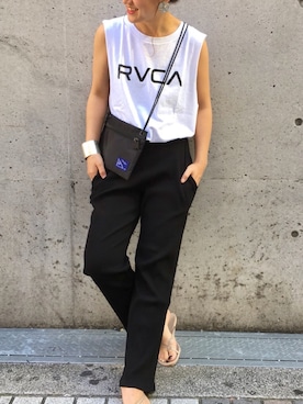 「RVCA（ルーカ）のアイテム」を使った、ゆいこさん（レディース・158cm）の夏コーディネート