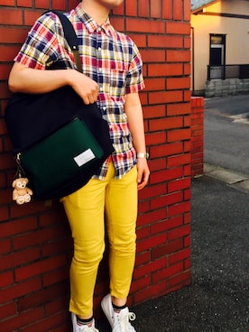 「nanamica（ナナミカ）のアイテム（バッグ）」を使った、ひいろさん（メンズ・166cm）の春コーディネート