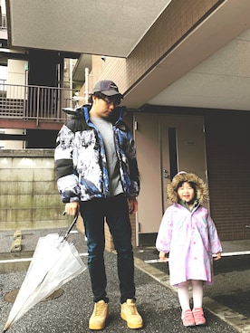 「Supreme x The North Face」｜「アイテム（ダウンジャケット/コート）」を使った、徳さんさん（メンズ・171cm）の秋コーディネート