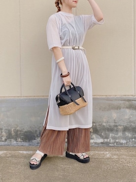 「シースルーワンピース」｜「アイテム（その他）」を使った、mitaさん（レディース・155cm）の夏コーディネート