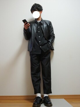 「JUNRED（ジュンレッド）のアイテム（ライダースジャケット）」を使った、もっちーさん（メンズ・166cm）の春コーディネート