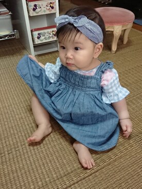 「babyGAP（babyGAP）のアイテム（ワンピース、ブルー系）」を使った、ゆーみんさん（キッズ・80cm）の春コーディネート