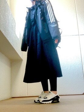 「POU DOU DOU（プードゥドゥ）のラッフルカラー前開きワンピース（ワンピース、ブラック系）」を使った、Arareさん（レディース・156cm）の春コーディネート