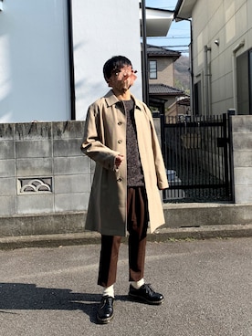 「JOURNAL STANDARD relume（ジャーナルスタンダード　レリューム）のアイテム（ステンカラーコート）」を使った、ノエルさん（メンズ・158cm）の冬コーディネート
