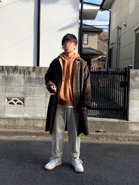 「MONKEY TIME（モンキータイム）のアイテム（パーカー）」を使った、ノエルさん（メンズ・158cm）の冬コーディネート