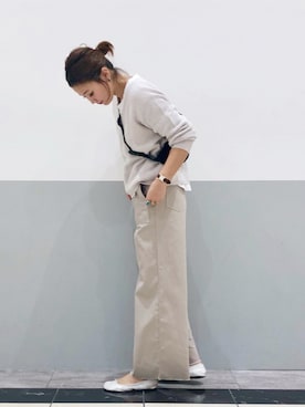 「トープ」｜「アイテム（パンツ）」を使った、PATAZOさん（レディース・163cm）の春コーディネート