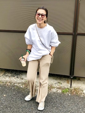 「JOURNAL STANDARD（ジャーナルスタンダード）の【GOOD GRIEF/グッド・グリーフ】クルーネックスウェット（スウェット）」を使った、PATAZOさん（レディース・163cm）の春コーディネート