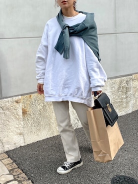 「JOURNAL STANDARD（ジャーナルスタンダード）の【GOOD GRIEF/グッド・グリーフ】クルーネックスウェット（スウェット）」を使った、PATAZOさん（レディース・163cm）の冬コーディネート