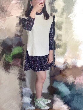「春めきシューズ」｜「アイテム（シャツワンピース）」を使った、momoさん（レディース・158cm）の春コーディネート