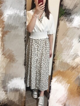 「archives（アルシーヴ）のアイテム（シャツワンピース）」を使った、momoさん（レディース・158cm）の春コーディネート