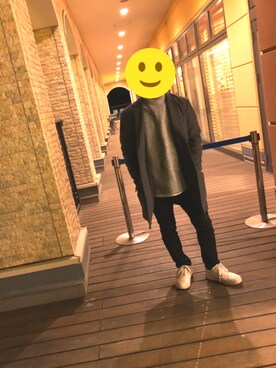 「ダニエルウェリントン」｜「アイテム（チェスターコート）」を使った、みはるさん（メンズ・160cm）の冬コーディネート