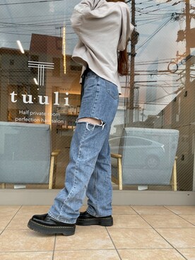 「H&M（エイチ・アンド・エム）のアイテム（パーカー）」を使った、tuuliさん（レディース・158cm）の春コーディネート