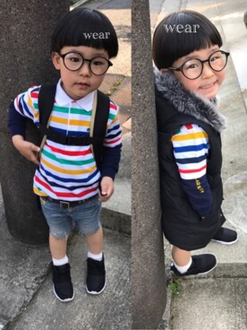 「LACOSTE（ラコステ）のアイテム」を使った、♡PON♡さん（キッズ・110cm）の春コーディネート