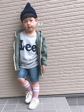 「coen（コーエン）のアイテム（ブルゾン）」を使った、♡PON♡さん（キッズ・110cm）の秋コーディネート