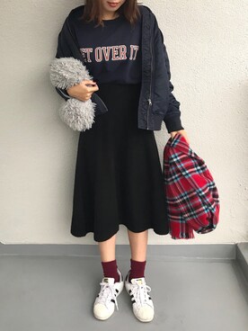 「ラフスタイル」｜「アイテム（MA-1）」を使った、M.mさん（レディース・163cm）の秋コーディネート