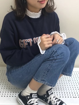 「ハイウエストストレートジーンズ」｜M.mさん（レディース・163cm）の冬コーディネート