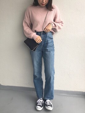 「ハイウエストストレートジーンズ」｜M.mさん（レディース・163cm）の冬コーディネート