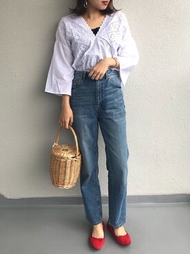 「ハイウエストストレートジーンズ」｜M.mさん（レディース・163cm）の春コーディネート
