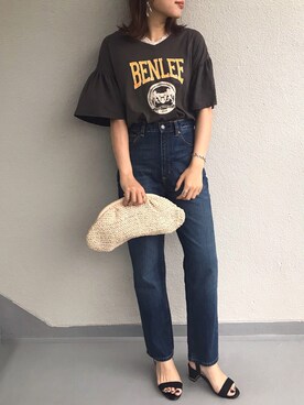 「ハイウエストストレートジーンズ」｜M.mさん（レディース・163cm）の春コーディネート