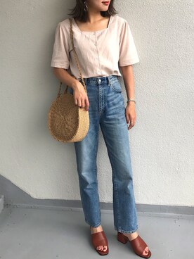 「ハイウエストストレートジーンズ」｜M.mさん（レディース・163cm）の夏コーディネート