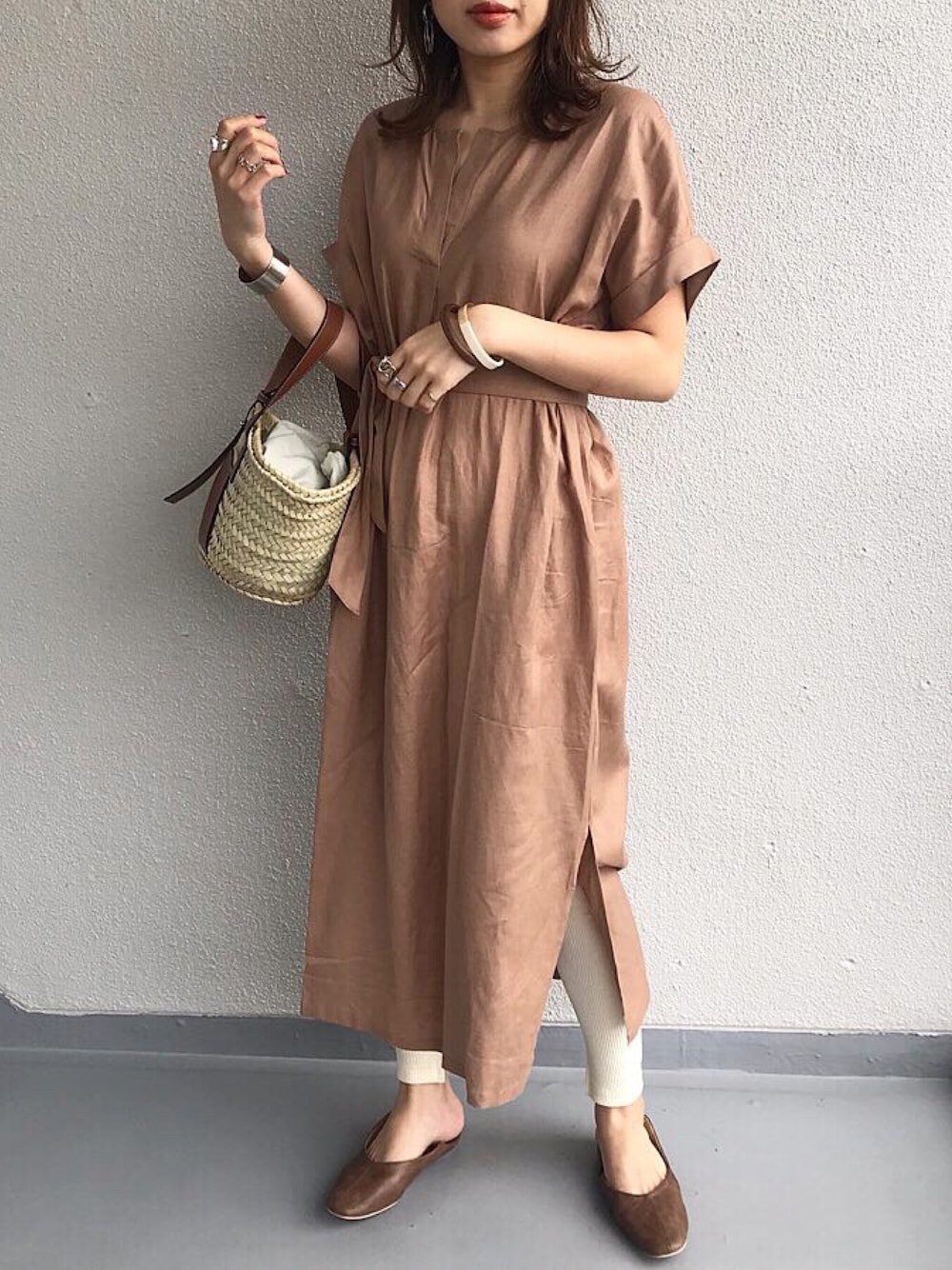 ベルト付オーバーサイズロングワンピース ひかれ 