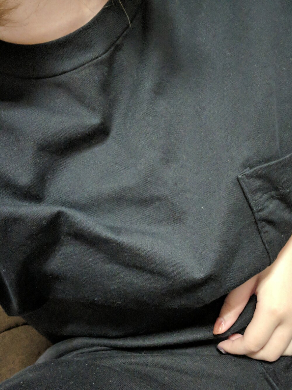 「Championのアイテム（Tシャツ/カットソー、ブラック系）」を使った、ぽんさん（レディース・162cm）の秋コーディネートの1枚目の写真