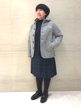 「DANTON（ダントン）の【DANTON】ウールモッサ シングルフードジャケット WOMEN（その他アウター）」を使った、karakawaさん（レディース・154cm）の秋コーディネート