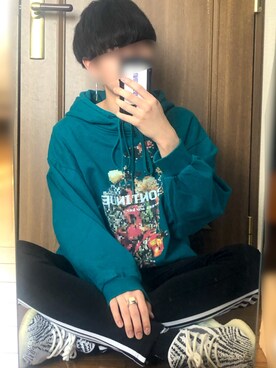 「SHAREEF（シャリーフ）のアイテム（パーカー）」を使った、ふみのすけさん（メンズ・169cm）の春コーディネート