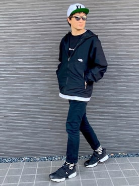 「ロールアップ」｜「アイテム（ナイロンジャケット）」を使った、kimukenさん（メンズ・175cm）の春コーディネート