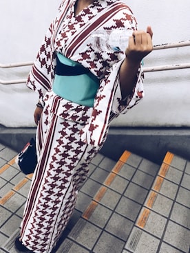 「チドリ柄」｜「アイテム（浴衣）」を使った、🧶さん（レディース・155cm）の夏コーディネート