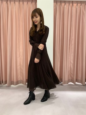 「アイテム（ブーティ）」を使った、Honokaさん（レディース・156cm）の秋コーディネート
